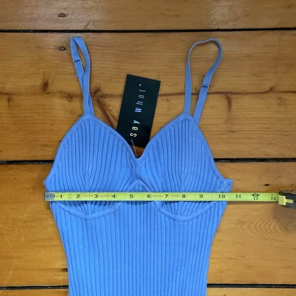 NEW Say What? Blue Ribbed Midi Bodycon Dress Size Medium NWT - Picture 3 of 9